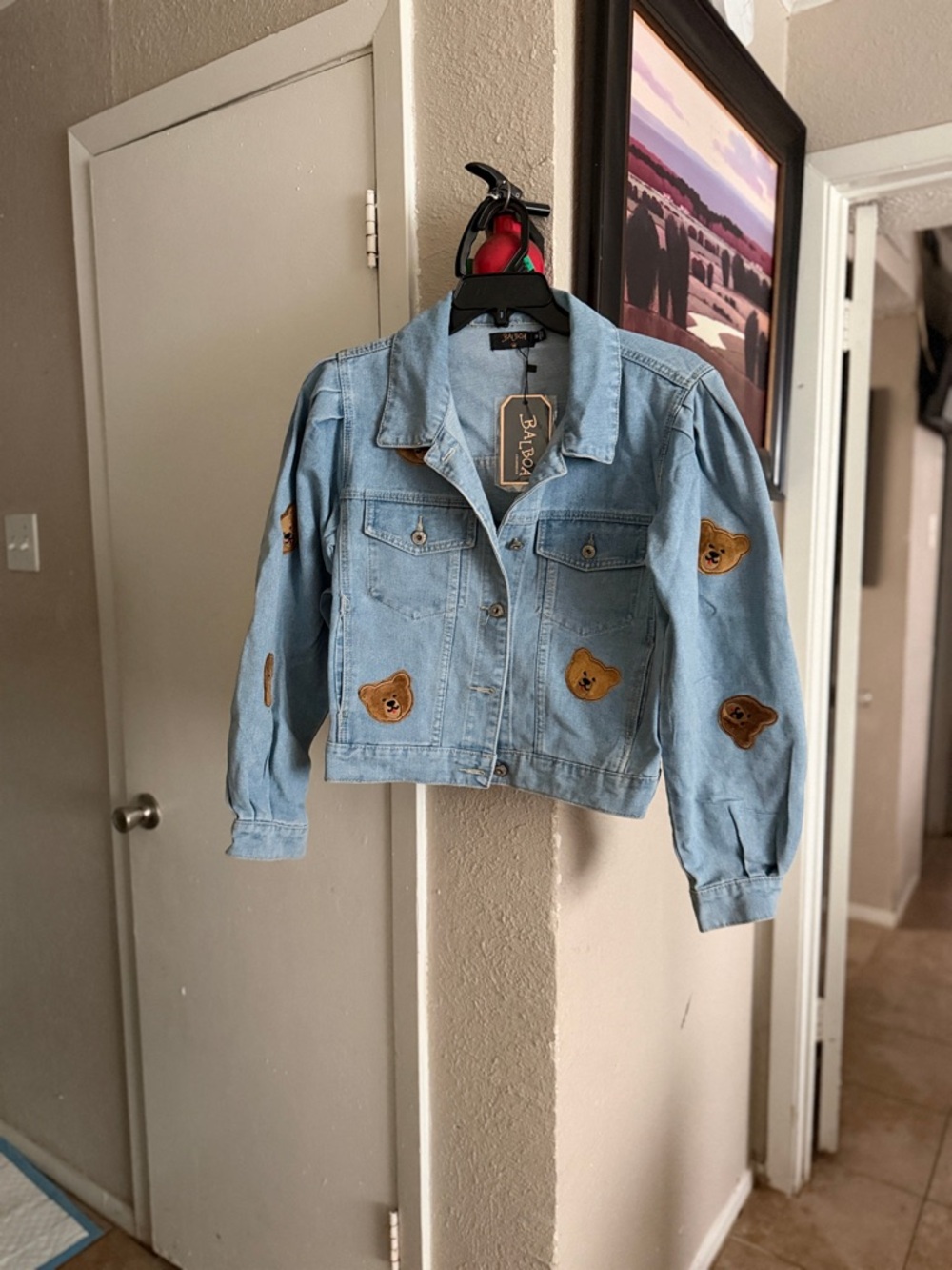 BA-BOO Light Blue Denim Jacket with Teddy Bear Patches